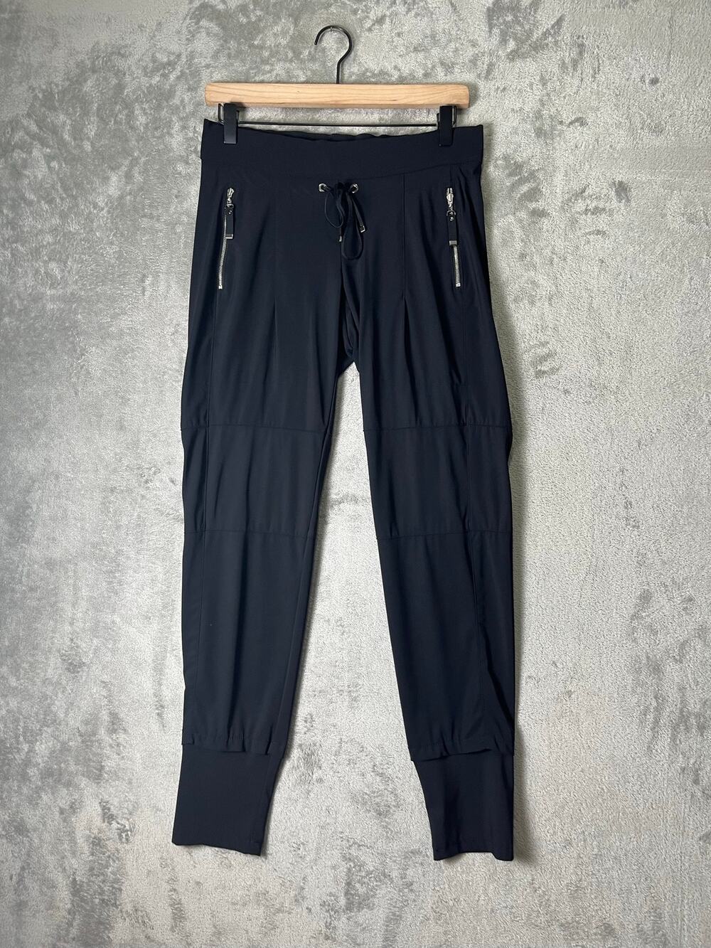 Raffaello Rossi Candy Jogger Pants Black Zip Pocket Drawstring Ankle Cuffed 32